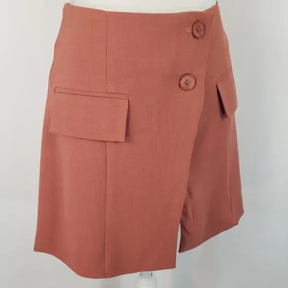 NWT WEWOREWHAT Asymmetrical Button Front Pocket Split Hem Blazer Mini Skirt XS - Picture 4 of 11